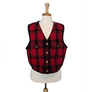 Banana Republic Wool Buffalo Plaid Sherpa Fleece Reversible Vest Outdoor Size XL